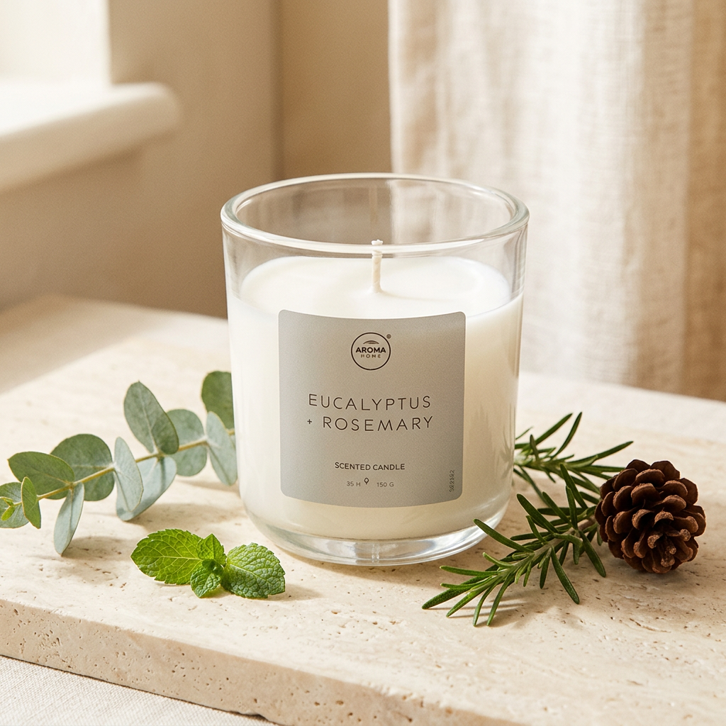 Vela Simplicity · Eucalipto y Romero con eucalipto fresco, romero, menta y cedro, Go Living.