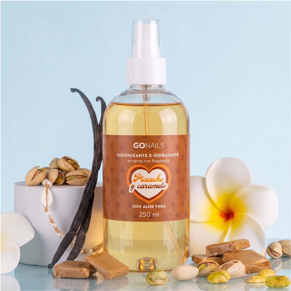 Higienizante e Hidratante de Manos y Pies - Pistacho y Caramelo 250 ml