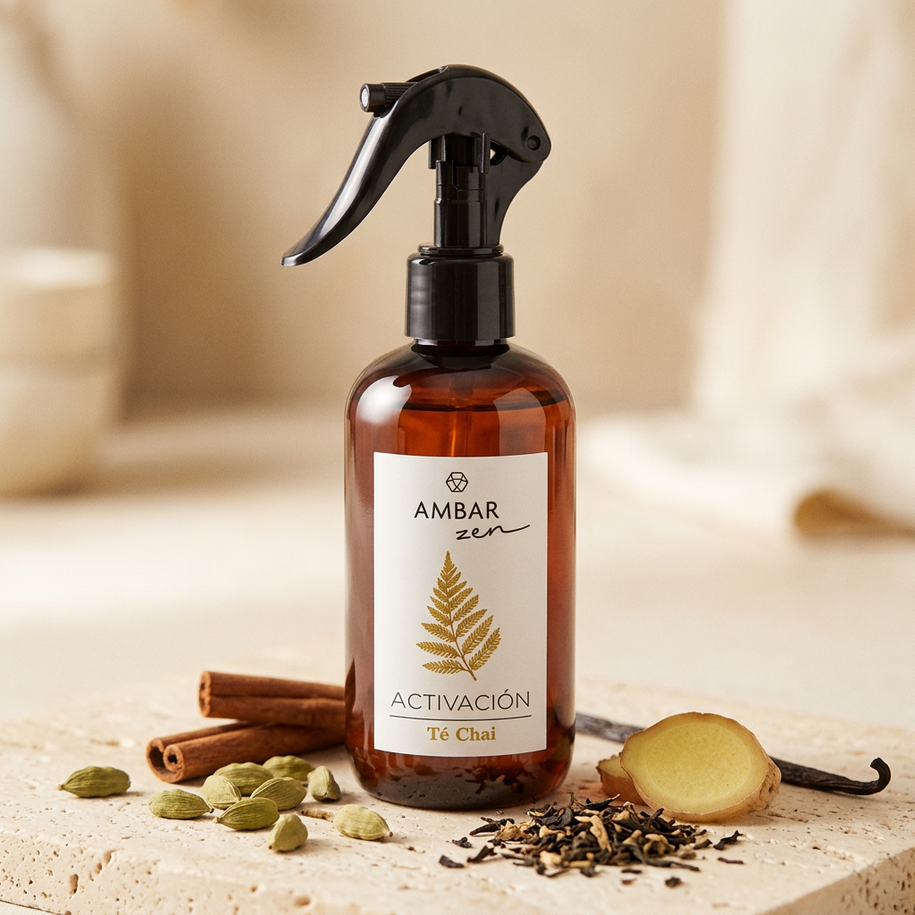 Spray Hogar Zen · Té Chai con cardamomo, canela, té negro y jengibre, frasco 100 ml, Go Living.