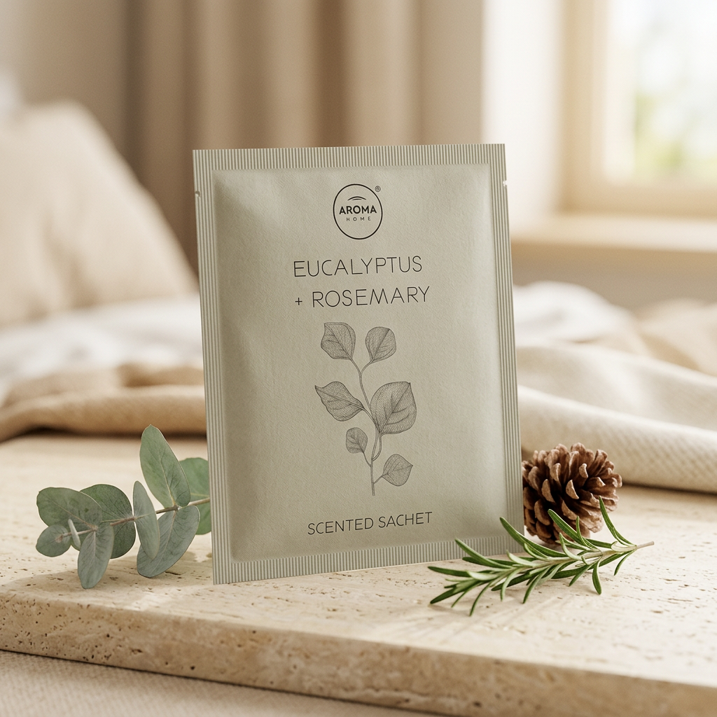 Sachet Simplicity · Eucalipto y Romero sobre travertino con eucalipto, romero y cedro, Go Living.